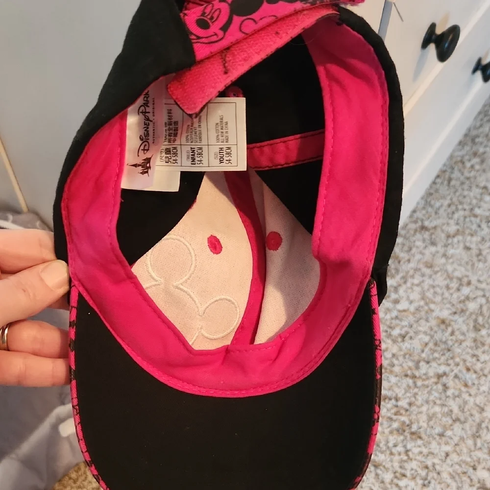 Disney Pink and Black Mickey Mouse Hat with White Icon - Picture 3 of 4